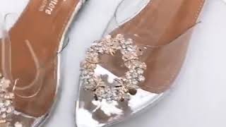 Giày sandal nữ cá tính đẹp “sang chảnh”  Pointed-toe sandal with Transparent strap and flower decor screenshot 3