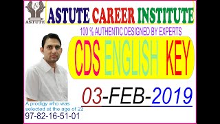 CDS 2019 English answer key 03 February 2019 part-1