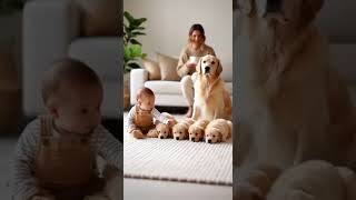 “Baby Commands Puppy Parade 🐶💛 Heartwarming Family Moment”