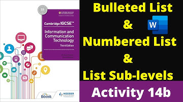 Activity 14b IGCSE ICT Chapter 14 Bulleted List & Numbered List Hodder Education