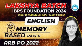 Bank Exams 2024 | English | IBPS RRB PO 2022 Memory Based Paper of English | By Saba Ma'am