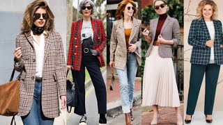 LOOKS CON BLAZERS DE CUADROS NUEVA TENDENCIA 2023 ÚSALO  A TU FAVOR  MODA BLAZER EN CUADROS