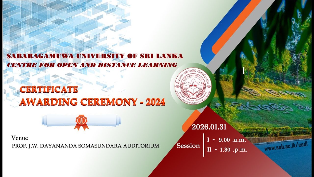 Certificate Awarding Ceremony 2024 | Centre For Open and Distance Learning - SUSL