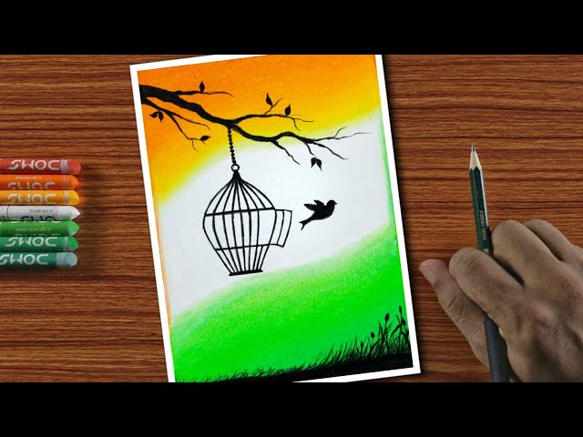 Easy Drawing for Beginners with Oil Pastels - Independence - Step by Step class=