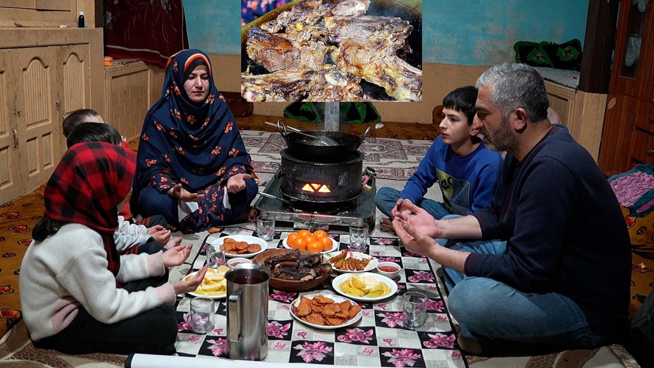 Amazing Ramadan Iftar Vibes With Forest Yak Steak Cooking On Stone Slab in Village Style