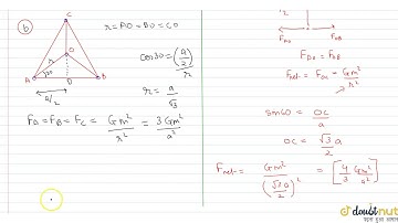 Three equal masses m are placed at the three corners of an equilateral tringle of