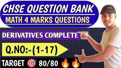 COMPLETE DERIVATIVE4 MARKS || PART-1 || CHSE QUESTION BANK || #chse #chsequestionbank #chseodisha