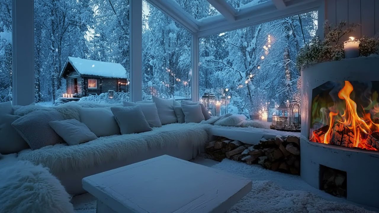 🤍 Winter Piano Calm | Elegant White Room & Snowfall | Sleep Healing Focus Relax