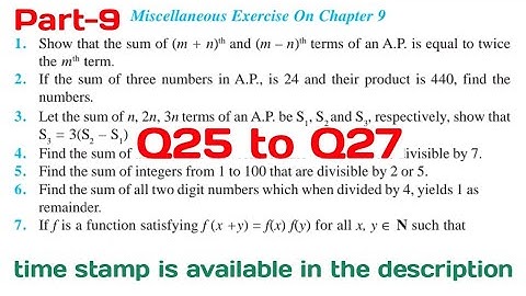 Chapter 9 Sequence and Series miscellaneous exercise class 11 maths Q25 to Q27