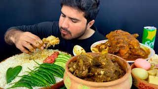 ASMR: EATING WHOLE CHICKEN CURRY MUTTON CURRY RICE INDIAN TRADITIONAL SWEET || MUKBANG