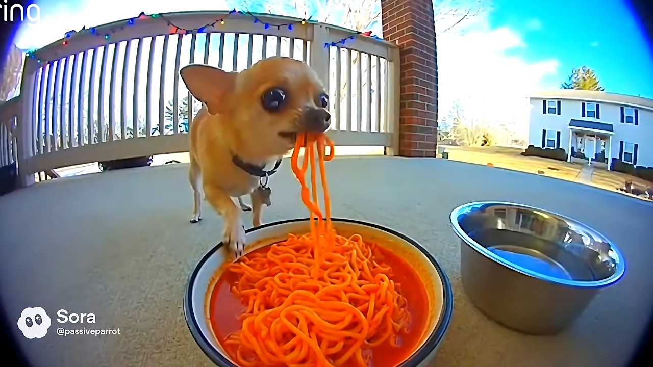 Dogs Reacting to Spicy Noodles on Ring Cam | Funny CCTV Compilation
