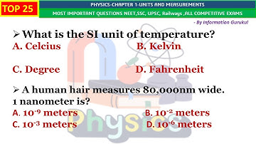 Units & Measurements | NCERT Questions | Chapterwise Physics MCQs for Competitive Exams | Science GK