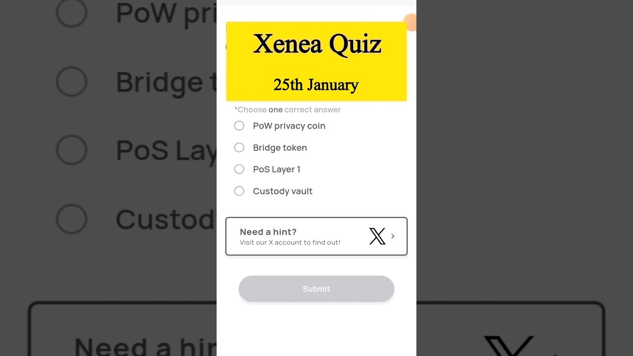 Xenea Wallet Daily Quiz 25 January | Xenea Wallet Quiz Answer Today 25 January |Xenea Voucher Code