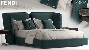 №186. Modeling Sofa " FENDI CEASAR " Autodesk 3ds Max & marvelous designer