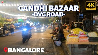 Gandhi Bazaar DVG Road - Walking Tour | Bangalore - 4K - Nomadic Walk Tour