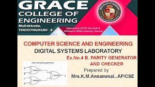 GRACE COE –CSE-CS8382-DIGITAL SYSTEMS LAB –EX.NO.4B – PARITY GENERATOR AND CHECKER