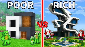 Mikey Family POOR vs JJ Family RICH Modern House Survival Battle in Minecraft (Maizen)