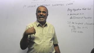 VIDEO - 151: TOPIC 9: fIRST ORDER VARIABLE SEPARABLE FORM OF DIFFERENTIAL EQUATIONS: NOTES/EXAMPLE