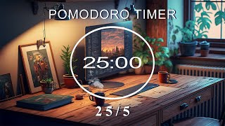 25/5 Pomodoro Timer ★︎ Cozy Room with Lofi Music for Relaxing, Studying and Working ★︎ 4 x 25 min screenshot 2