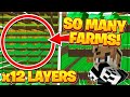 Building 12 Layers of Farms in 12 Hours!!! (Carrot, Potato, Wheat) -- Hypixel Skyblock