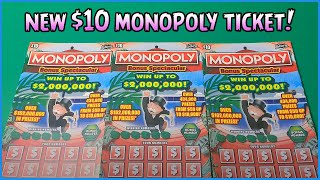 NEW TICKETS!! PLAYING THREE OF THE BRAND NEW $10 MONOPOLY BONUS SPECTACULAR!