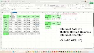 Column and Row Intersection Using Intersect Operator aka Space Operator - Excel Tips and Tricks