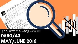 0580/43 May/June 2016 Marking Scheme (MS)