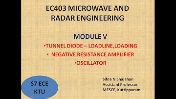 EC403|MODULE 5| Tunnel diode- loadline, negative resistance amplifier, oscillator,
