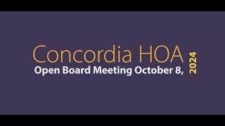 October 8, 2024, Open Board Meeting