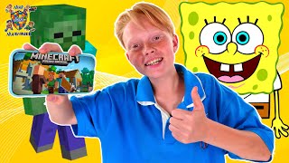 МАКС ИГРАЕТ: МАЙНКРАФТ И БИКИНИ БОТТОМ! ГУБКА БОБ И МОБЫ ИЗ MINECRAFT - ЛУЧШИЕ ПРИКЛЮЧЕНИЯ! screenshot 4