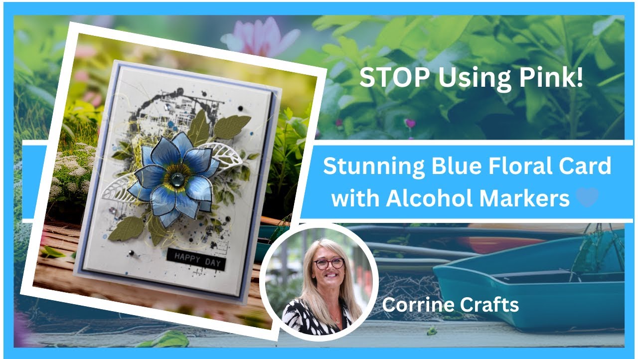 Прекратите использовать розовый цвет! Попробуйте эту потрясающую открытку с синими цветами, нарис...