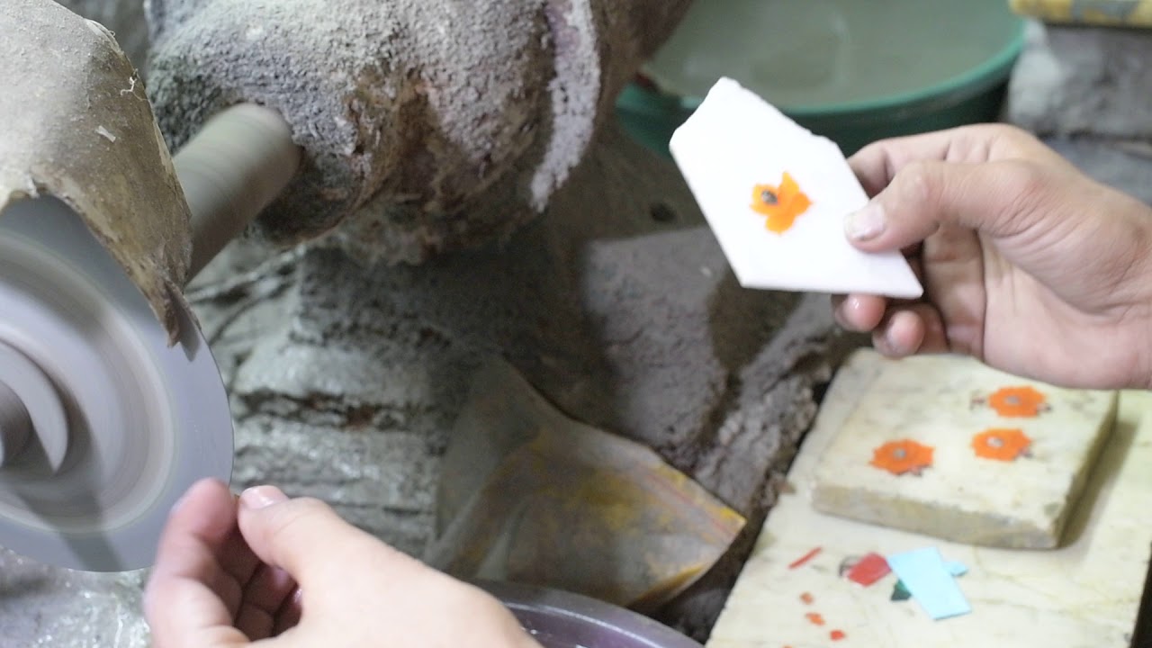 Stone inlay of Agra: Process - YouTube