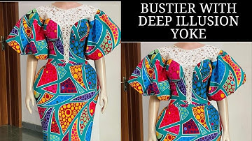 How to draft, cut and sew this Bustier with deep illusion yoke | detailed tutorial