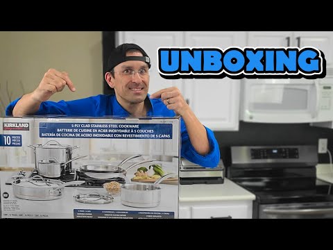 UNBOXING Kirkland Signature 10-piece 5-ply Clad Stainless Steel Cookware from Costco!