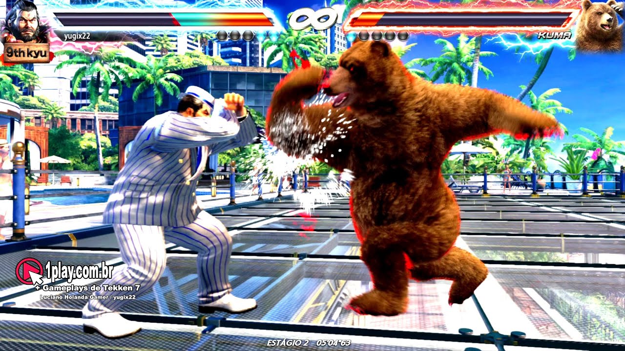 Tekken 7! Ganryu (Kazuya's Bodyguard) vs. Kuma (BodyguardHeihachi's pet)  Island Paradise 