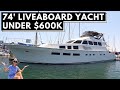 Perfect LA Liveaboard Boat $495,000 1971 BERTRAM 74 Complete Refit Classic Motor Yacht Tour