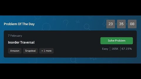 Inorder Traversal  | GeeksforGeeks POTD 07 February 2025 | potd solution