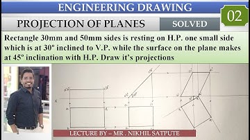 Engineering Drawing | Projection of Planes - Rectangle - Problem 02| Learn with Nikhil