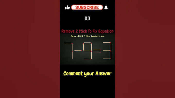 Remove 2 sticks to fix the equation 7-9=3, Matchstick Puzzle #shorts #puzzles #riddles #matches