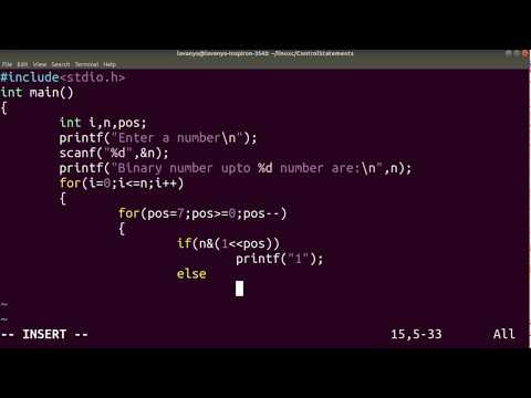 Linux C Program to Convert Decimal number to Binary number