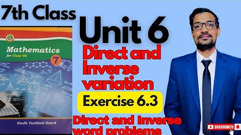 Unit 6 Direct and Inverse variation|Exercise 6.3|Class 7th Maths|Sindhtextbookboard 