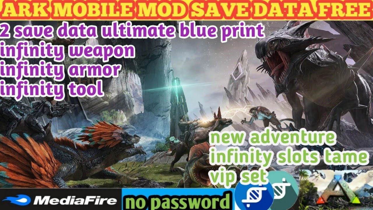 ark survival mobile mod save data | infinity BP (armor,weapon,tool)series | 2 save data | ♾️ amber