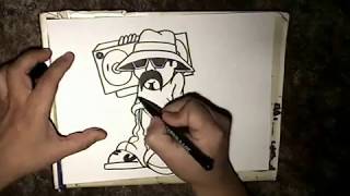 How to Draw a  Cholito with his Boombox  chicano gangster