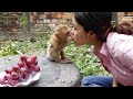 Most Surprising Cute Moly Kiss Mom After Got Red Grapes | Moly So Much Love Mom