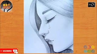 Cómo dibujar una mujer triste llorando - paso a paso - Dibujo a lápiz...