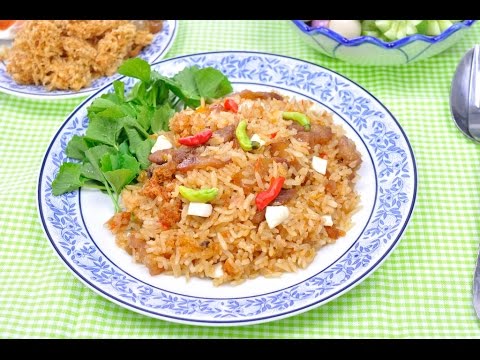 Thai Chilli Paste Fried Rice (Thai Food) - Kao Pad Nam Prik Long Rau 