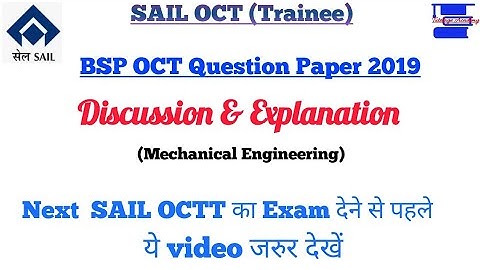 Bhilai SAIL OCTT Mechanical Quetions paper & solutions 2019.