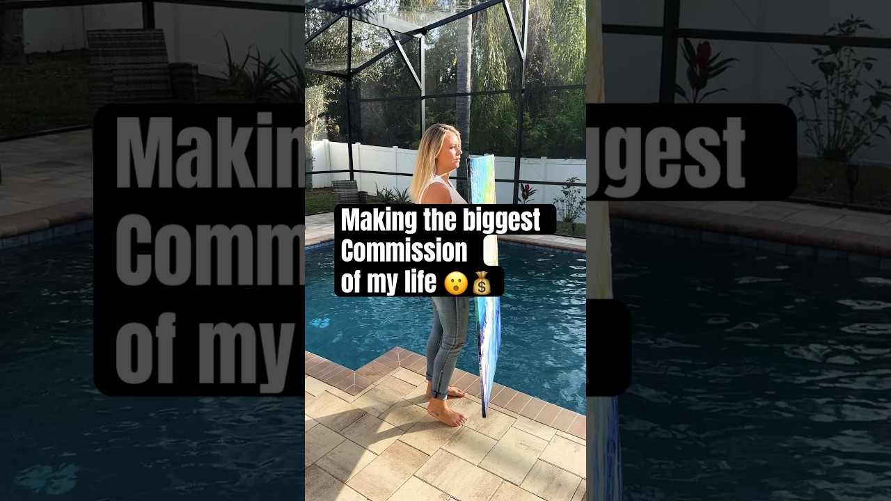 My biggest art commission ever! Colorful abstract ocean art process 