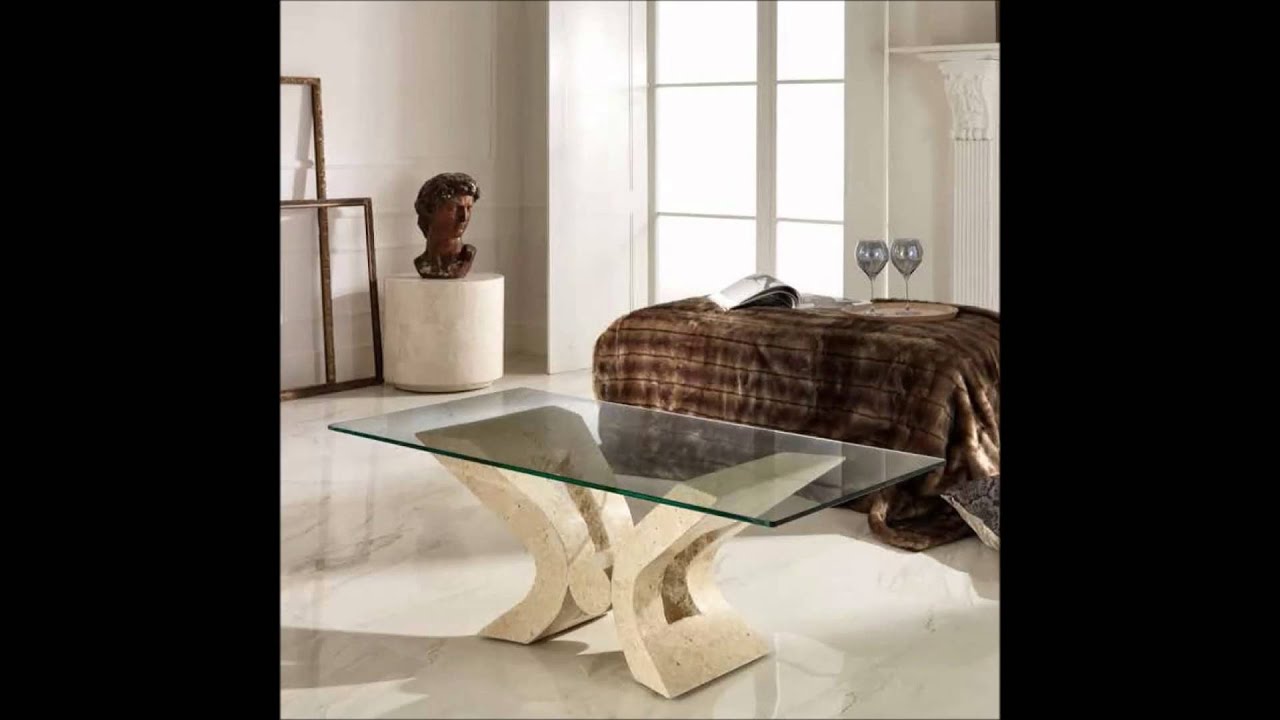 Tavolini base pietra fossilstone piano vetro temperato youtube