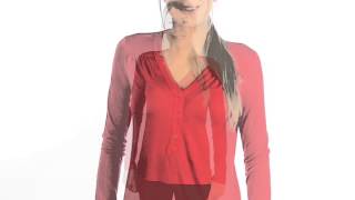 Lands End Drape Notch Henley Shirt - Long Sleeve For Women